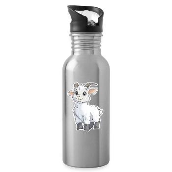 Chèvre - Gourde avec paille intégrée - argent clair - Droite