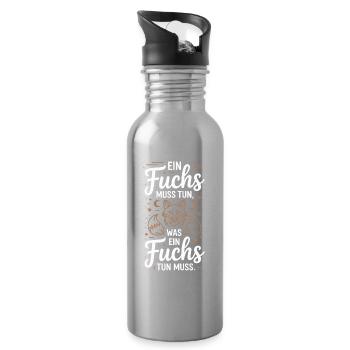 Fuchs Spruch Ein Fuchs Muss Tun Was Fuchs Tun Muss - Trinkflasche mit integriertem Trinkhalm - Lightsilver - Rechts