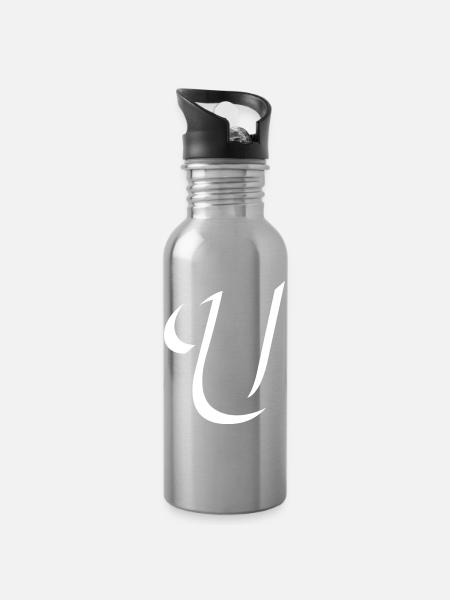 Elegantes Letter U muster mit dynamischer Form - Trinkflasche mit integriertem Trinkhalm - Lightsilver