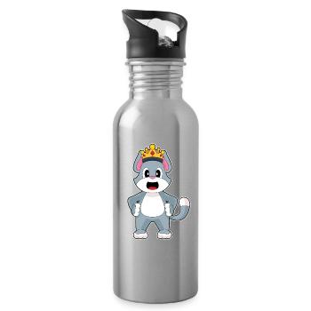 Couronne de chat - Gourde avec paille intégrée - argent clair - Droite