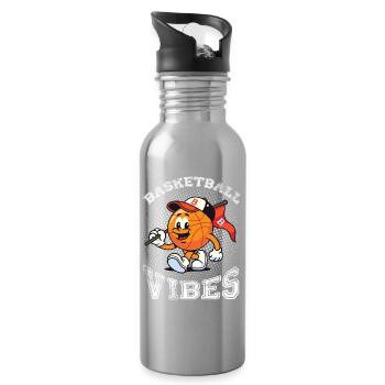 Basketball Vibes - Water bottle with straw - silver - Right