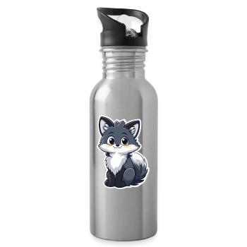 Fuchs - Trinkflasche mit integriertem Trinkhalm - Lightsilver - Rechts