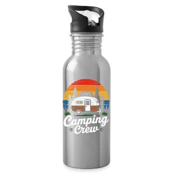 Retro Camping Crew Wohnwagen - Trinkflasche mit integriertem Trinkhalm - Lightsilver - Rechts