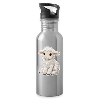 Schaf - Trinkflasche mit integriertem Trinkhalm - Lightsilver - Rechts