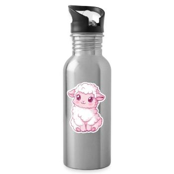Schaf - Trinkflasche mit integriertem Trinkhalm - Lightsilver - Rechts