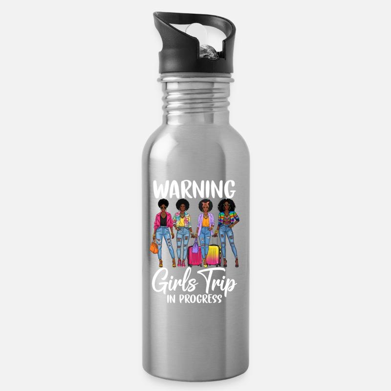 Damenreise mit urbanem Style - Trinkflasche mit integriertem Trinkhalm - Lightsilver
