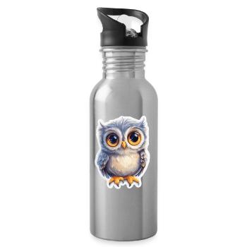 Eule - Trinkflasche mit integriertem Trinkhalm - Lightsilver - Rechts