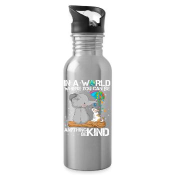 Unterstützung bei der Sensibilisierung für Autismus bei Elefanten und Welpen - Trinkflasche mit integriertem Trinkhalm - Lightsilver - Rechts