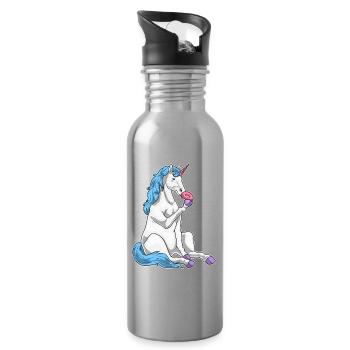 Einhorn Donut - Trinkflasche mit integriertem Trinkhalm - Lightsilver - Rechts