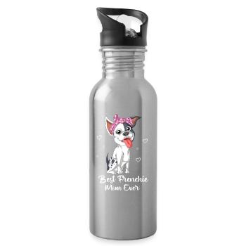 Beste Frenchie Mama aller Zeiten – Süße Französische Bulldogge Mama S - Trinkflasche mit integriertem Trinkhalm - Lightsilver - Rechts