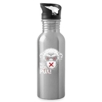 Protest Monkey Face Mask Artwork - Water bottle with straw - silver - Right