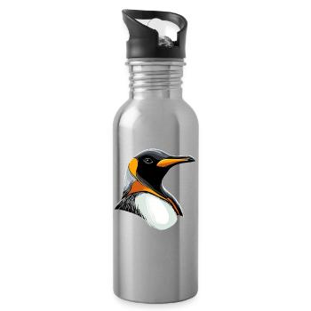 Pinguin Kaiserpinguin Zwergpinguin Süße Pinguine - Trinkflasche mit integriertem Trinkhalm - Lightsilver - Rechts