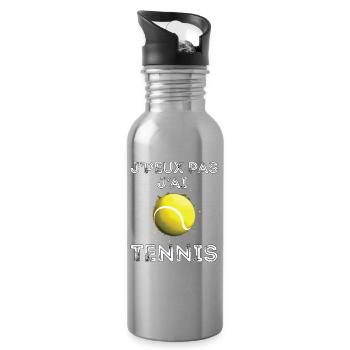 Ich kann nicht Ich habe Tennisspieler Idee Lustiges Geschenk - Trinkflasche mit integriertem Trinkhalm - Lightsilver - Rechts