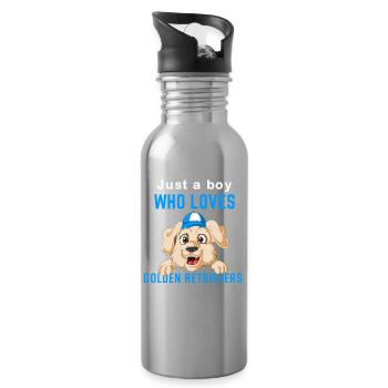Just a Boy Who Loves Golden Retrievers - Water bottle with straw - silver - Right
