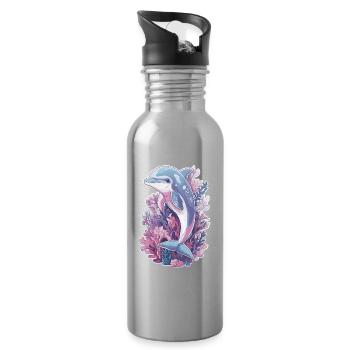 Delfin - Trinkflasche mit integriertem Trinkhalm - Lightsilver - Rechts