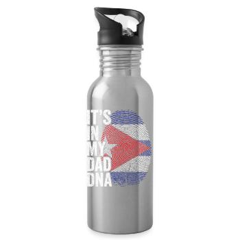 Kuba Flagge Cuban Dad Fußabdruck - Trinkflasche mit integriertem Trinkhalm - Lightsilver - Rechts