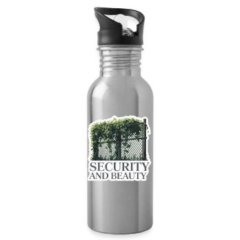 Guarded Garden Fence Design - Water bottle with straw - silver - Right