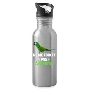 Wenn Sie sprechen, wiederholen wir weiße Papageien - Trinkflasche mit integriertem Trinkhalm - Lightsilver - Rechts