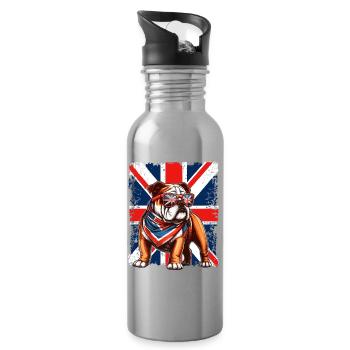 Bulldogge mit britischer Flagge Zubehör - Trinkflasche mit integriertem Trinkhalm - Lightsilver - Rechts
