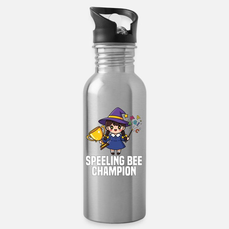 SCHÄLENDER BIENEN-CHAMPION - HEXE HALLOWEEN - Trinkflasche mit integriertem Trinkhalm - Lightsilver