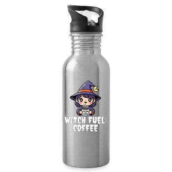 WITCH FUEL KAFFEE - HEXE HALLOWEEN - Trinkflasche mit integriertem Trinkhalm - Lightsilver - Rechts