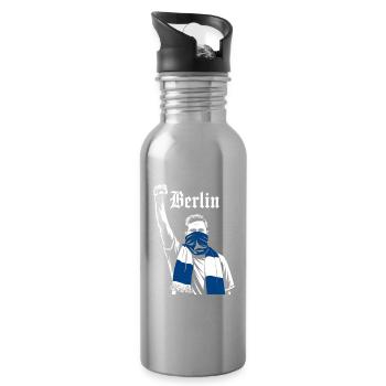 Berliner Demonstration Motiv - Trinkflasche mit integriertem Trinkhalm - Lightsilver - Rechts