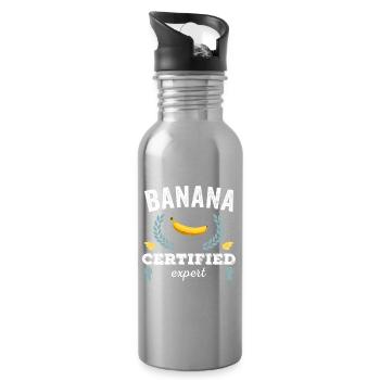Funny Banana - Certified Banana Expert - Water bottle with straw - silver - Right
