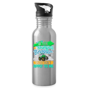 Jüngster Bruder mit Traktor Motiv - Trinkflasche mit integriertem Trinkhalm - Lightsilver - Rechts