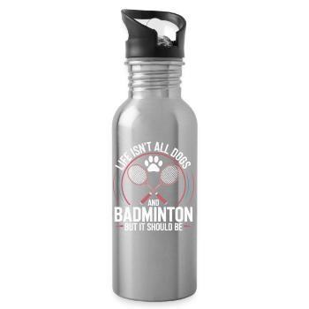 Dogs &amp; Badminton - Water bottle with straw - silver - Right