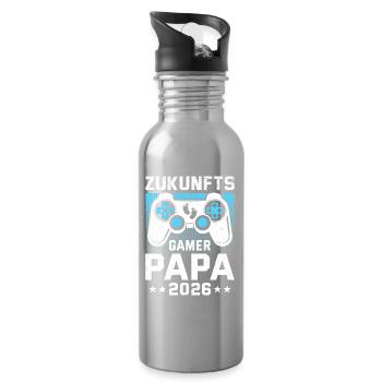 FUTURE GAMER DAD 2026 Funny - Water bottle with straw - silver - Right