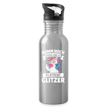 Malle KOMM NOCH NÄHER UND ES KLATSCHT - Trinkflasche mit integriertem Trinkhalm - Lightsilver - Rechts