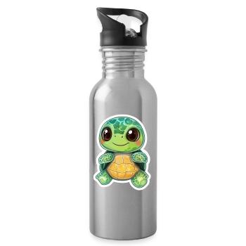 Tortue - Gourde avec paille intégrée - argent clair - Droite