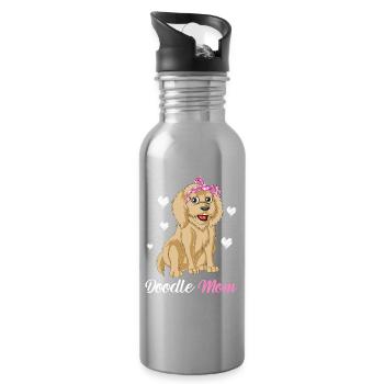 Stolze Golden Doodle Mama – Perfekte Geschenk-Vibes - Trinkflasche mit integriertem Trinkhalm - Lightsilver - Rechts