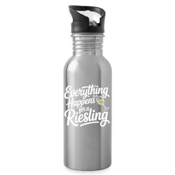 Wein Weintrinker Everything Happens For A Riesling - Trinkflasche mit integriertem Trinkhalm - Lightsilver - Rechts
