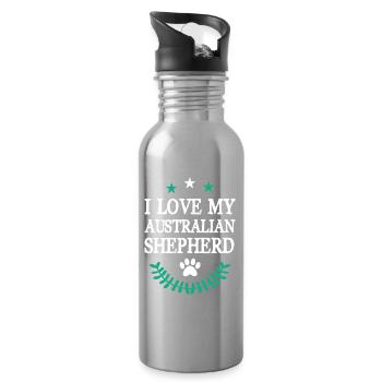 Australian Shepherd - Water bottle with straw - silver - Right