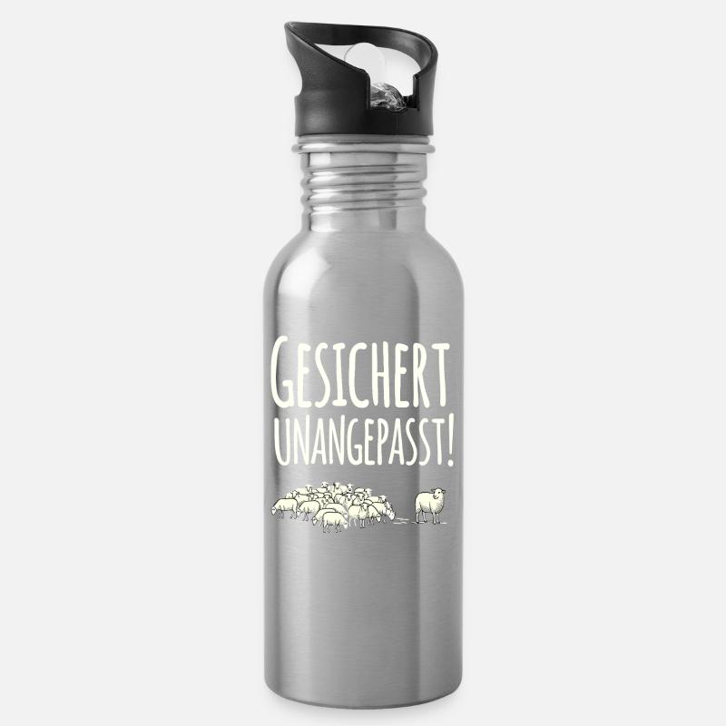 Gesichert Unangepasst Schaaf Herde - Trinkflasche mit integriertem Trinkhalm - Lightsilver