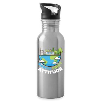 Skiing Skiers Winter sports - Water bottle with straw - silver - Right