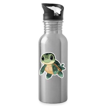 Tortue - Gourde avec paille intégrée - argent clair - Droite