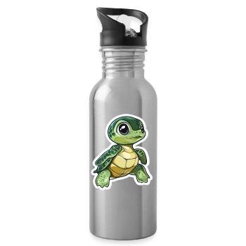 Tortue - Gourde avec paille intégrée - argent clair - Droite