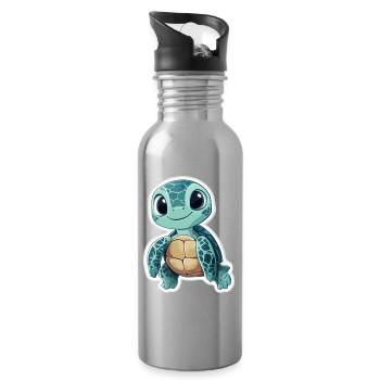 Tortue - Gourde avec paille intégrée - argent clair - Droite