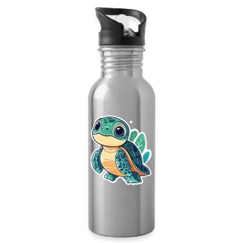 Tortue - Gourde avec paille intégrée - argent clair - Droite