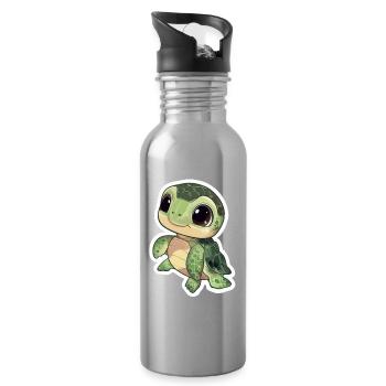 Tortue - Gourde avec paille intégrée - argent clair - Droite