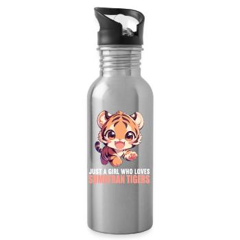 Tigre de Sumatra - Gourde avec paille intégrée - argent clair - Droite
