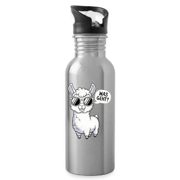 Alpaca WHAT'S UP? Cool Llama Funny - Water bottle with straw - silver - Right