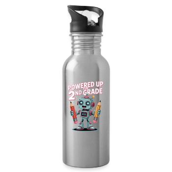 Powered Up For 2nd Grade Robot School - Water bottle with straw - silver - Right