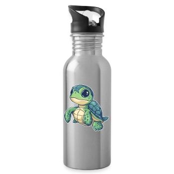 Tortue - Gourde avec paille intégrée - argent clair - Droite