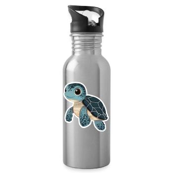 Tortue - Gourde avec paille intégrée - argent clair - Droite