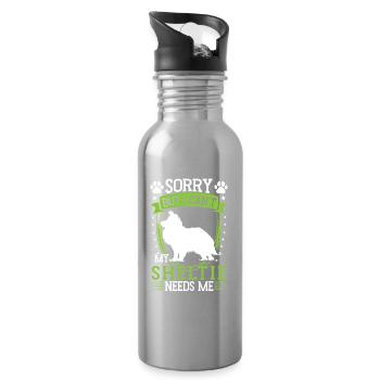Sheltie ne peut pas Shetland Bergerdog - Gourde avec paille intégrée - argent clair - Droite