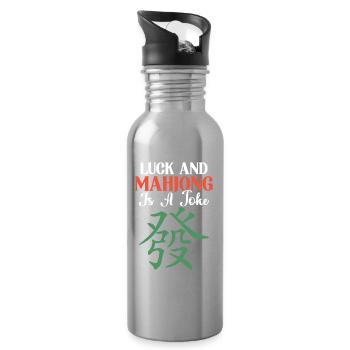 Glück Und Mahjong Ist Ein Witz - Trinkflasche mit integriertem Trinkhalm - Lightsilver - Rechts