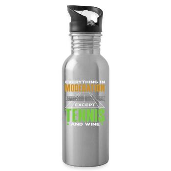 Tennis and Wine for Tennis Players - Water bottle with straw - silver - Right